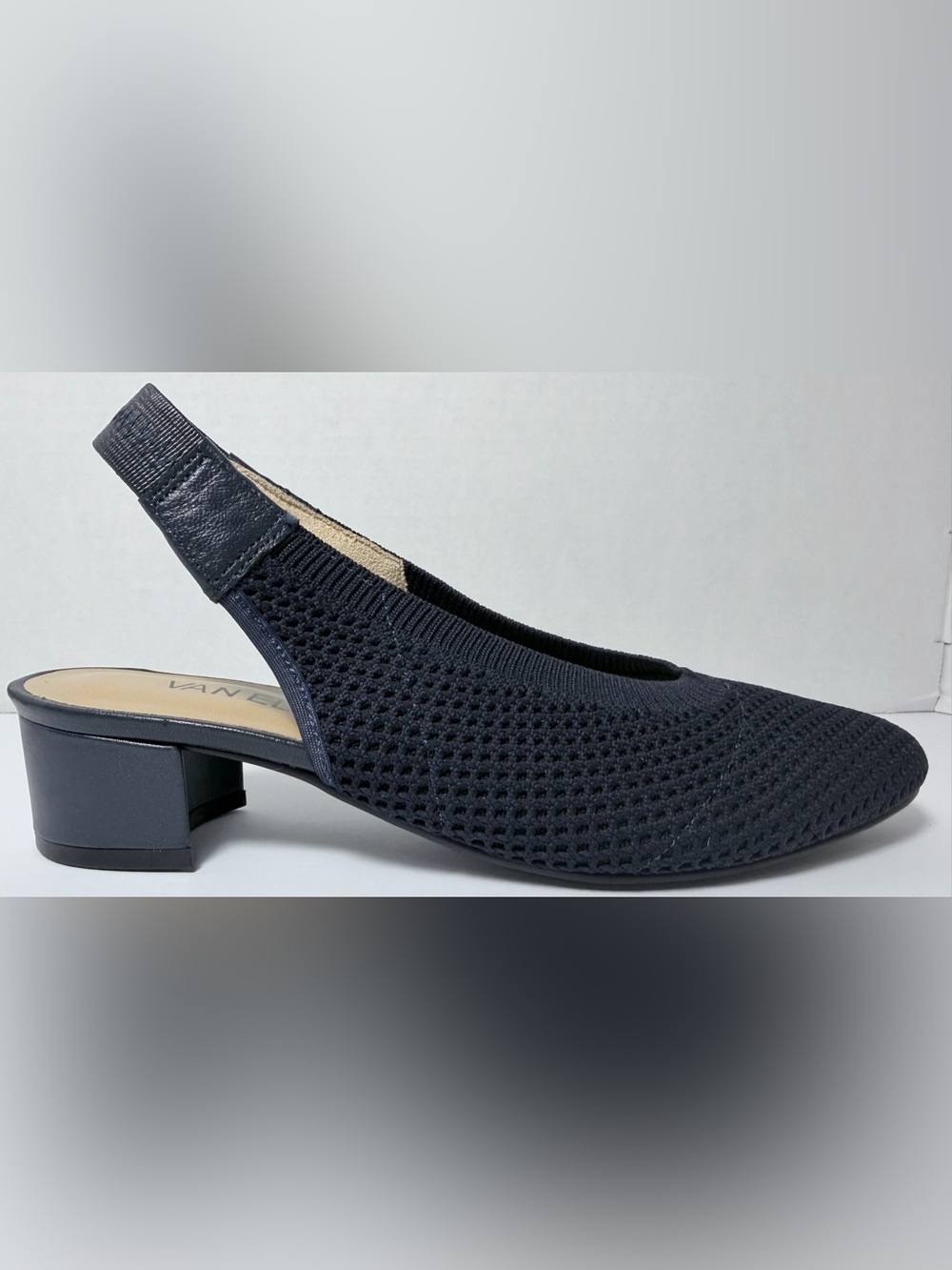 VANELi Abira Black Stretch Knit Slingback Pumps NWOT 6M